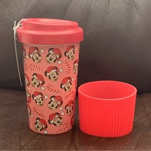 Disney Mickey & Minnie Bamboo Fibre Christmas Travel Mug - Santa Hat Candy Canes